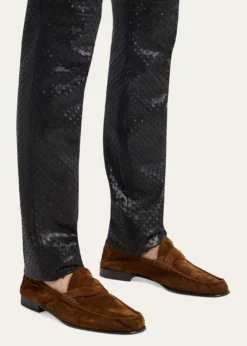 TOM FORDMen's Ripley Suede Twist-Strap Loafers