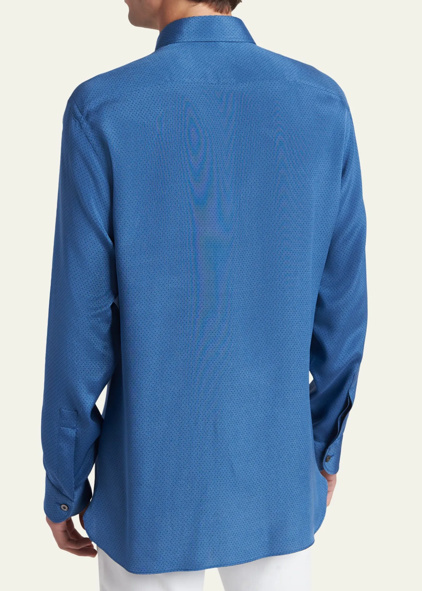 TOM FORDMen's Silk Jacquard Micro-Dot Concealed-Placket Sport Shirt