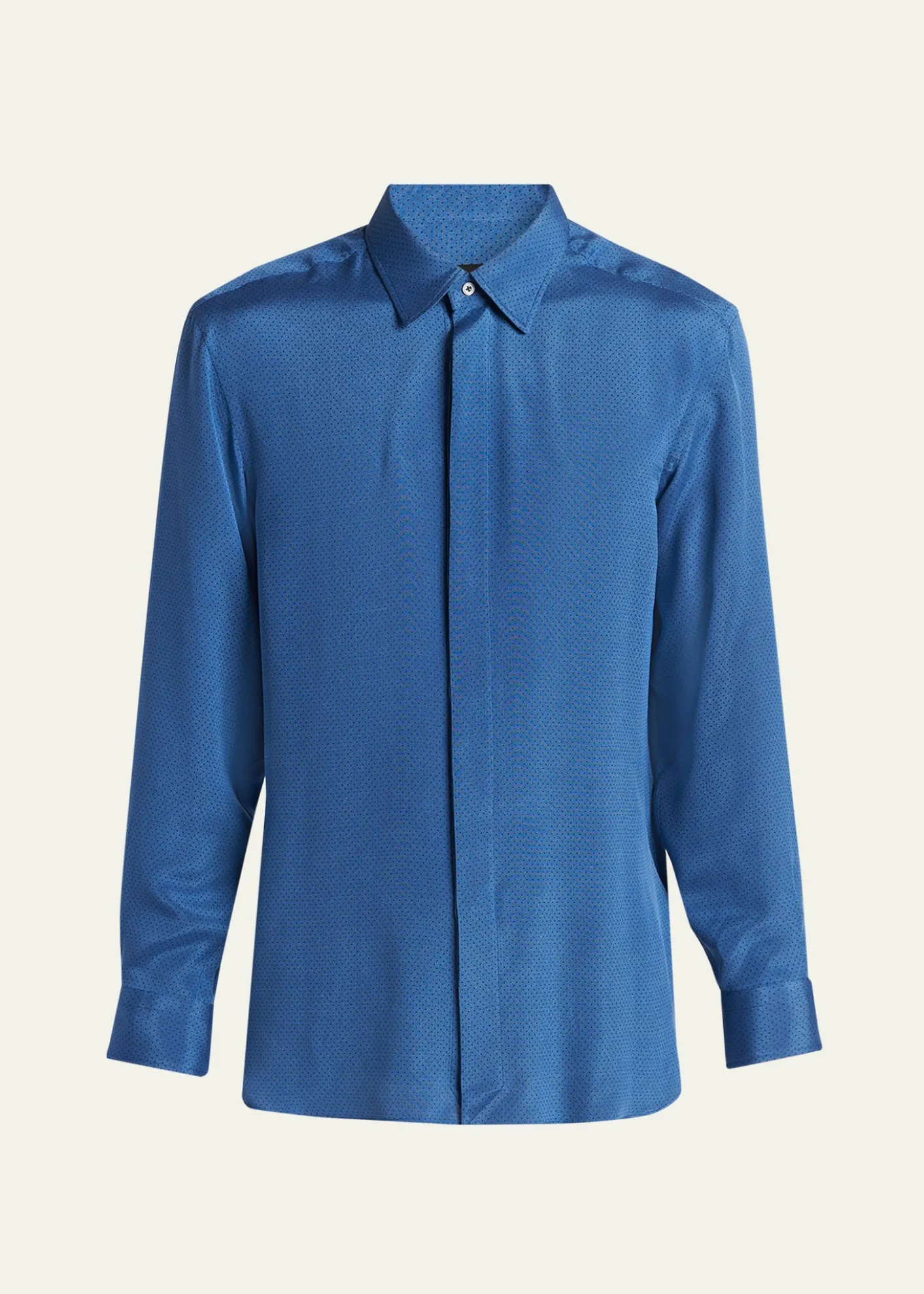 TOM FORDMen's Silk Jacquard Micro-Dot Concealed-Placket Sport Shirt