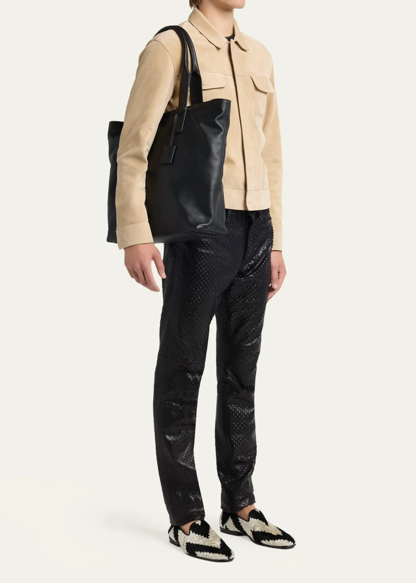 TOM FORDMen's Soft Leather North-South Tote Bag