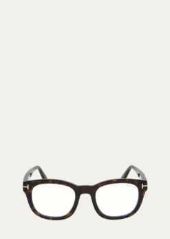 TOM FORDMen's Square Havana Acetate Optical Glasses