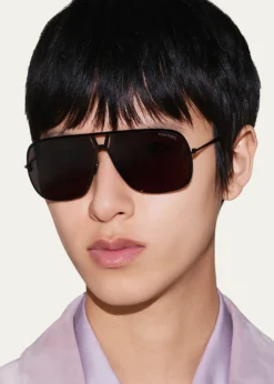 TOM FORDMen's Stavros Acetate Square Sunglasses