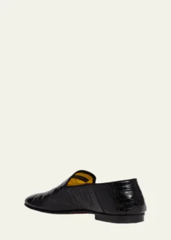 TOM FORDMen's Steven Croc-Effect Leather Slipper Loafers