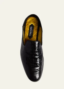TOM FORDMen's Steven Croc-Effect Leather Slipper Loafers