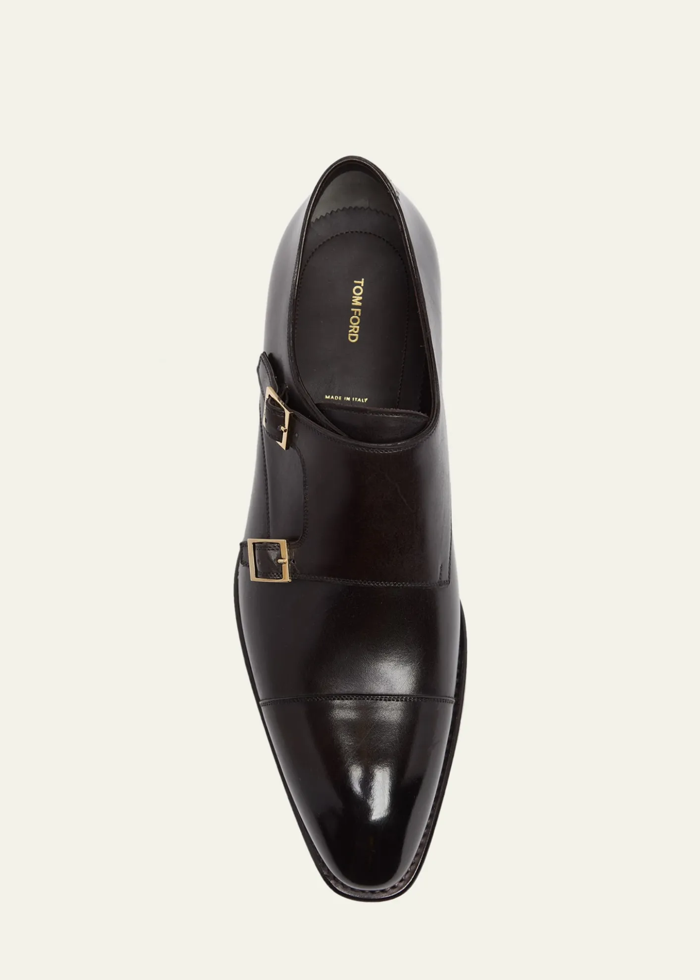 TOM FORDMen's Vincent Burnished Leather Double Monk Strap Loafers