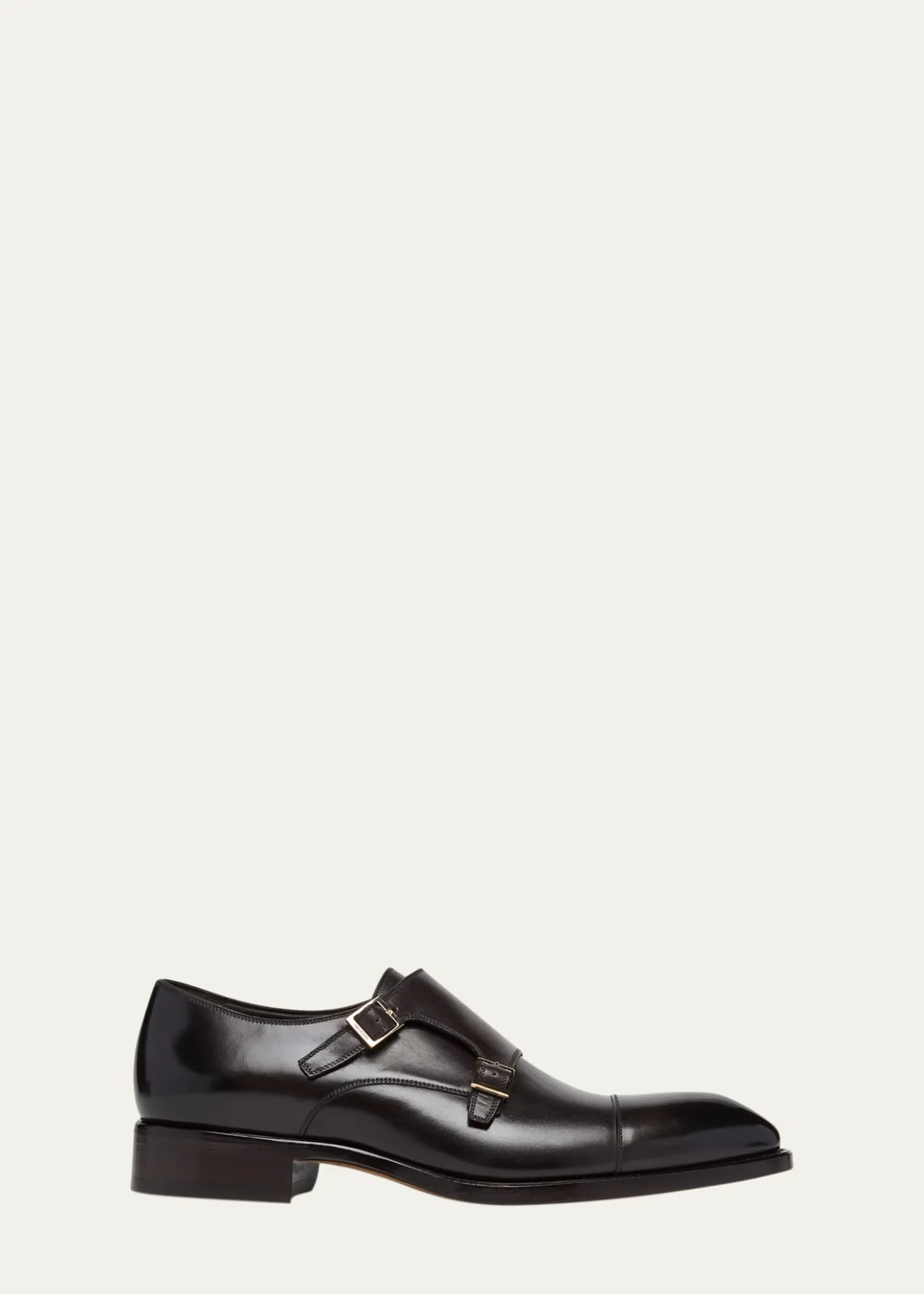 TOM FORDMen's Vincent Burnished Leather Double Monk Strap Loafers