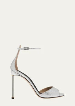 TOM FORD105mm Embossed Metallic Leather Ankle-Strap Sandals