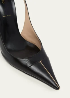 TOM FORD85mm Shiny Kid Leather Slingback Pumps
