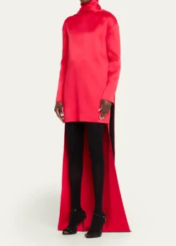 TOM FORDMock-Neck Scarf Crepe High-Low Dress