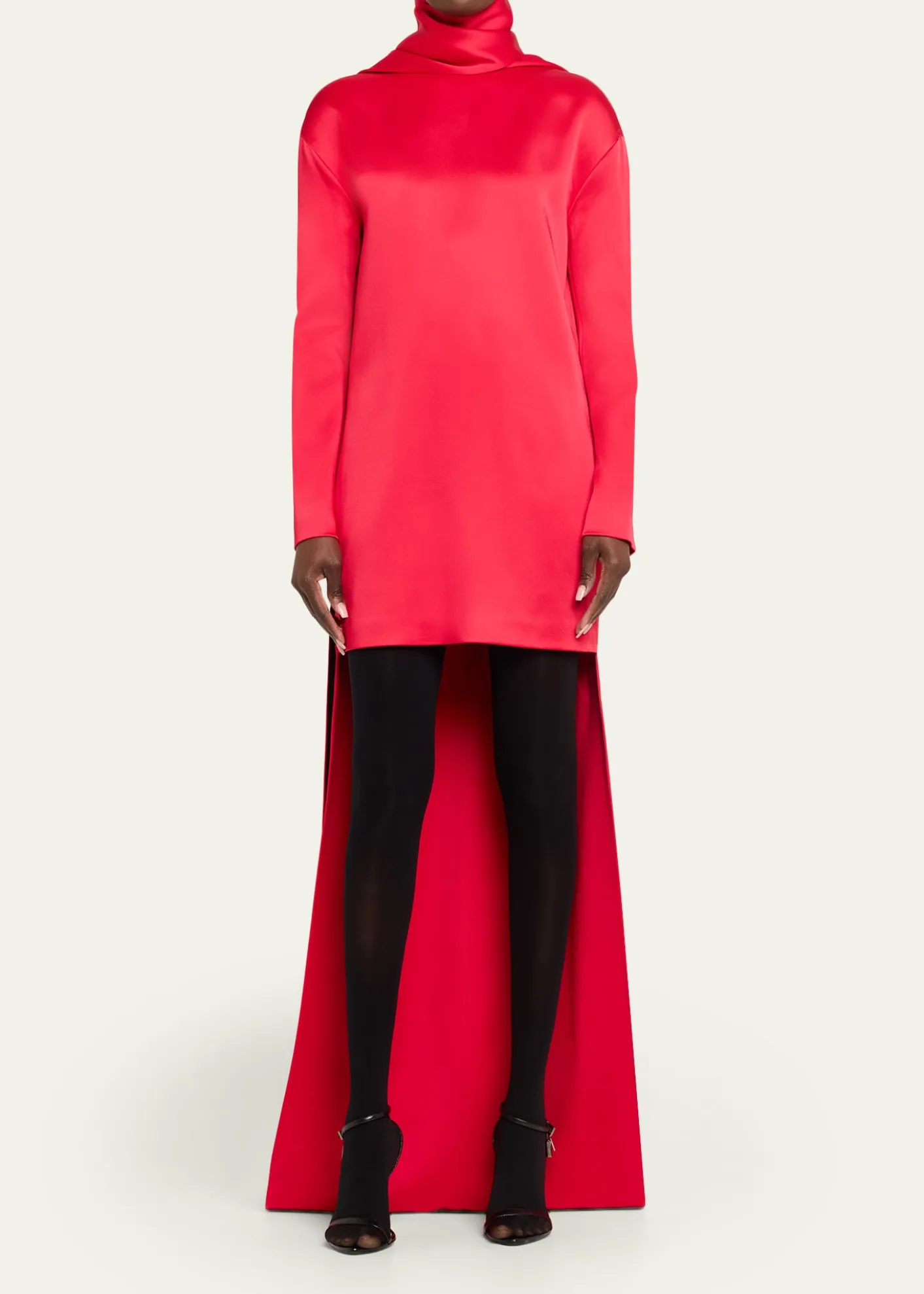 TOM FORDMock-Neck Scarf Crepe High-Low Dress