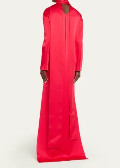 TOM FORDMock-Neck Scarf Crepe High-Low Dress