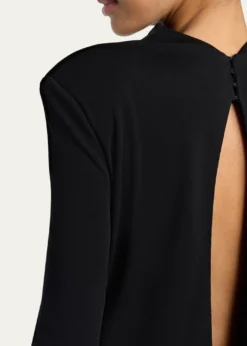 TOM FORDMock-Neck Strong-Shoulder Cutout Gown