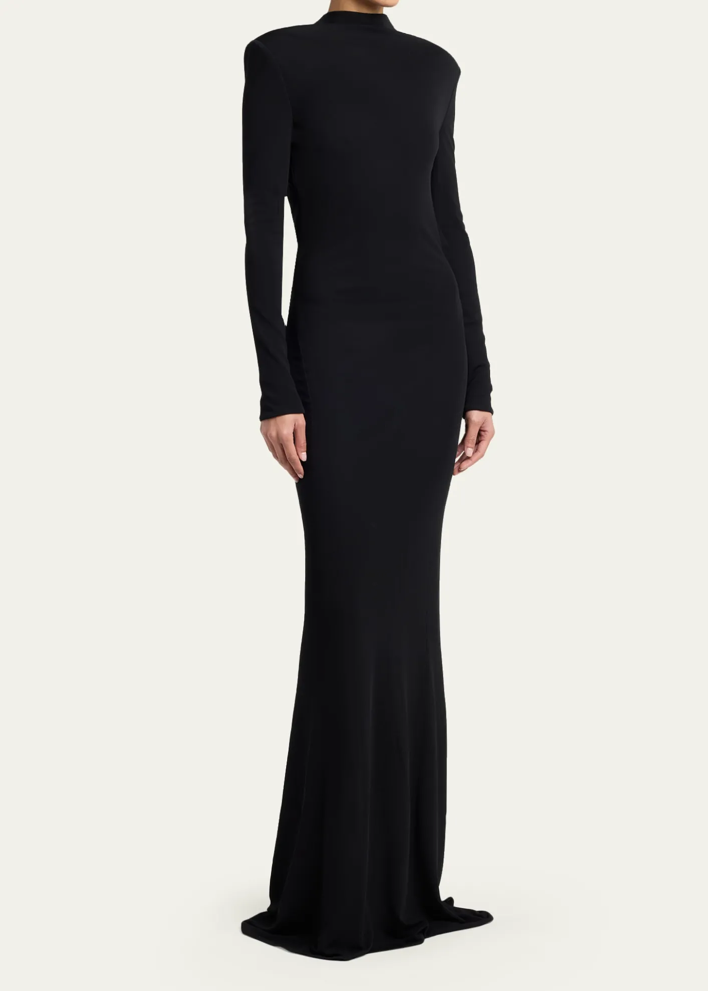 TOM FORDMock-Neck Strong-Shoulder Cutout Gown