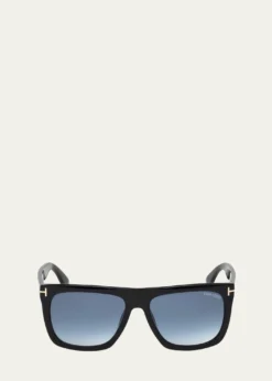 TOM FORDMorgan Thick Square Acetate Sunglasses, Black/Blue