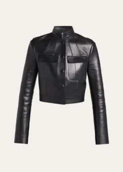 TOM FORDNappa Leather Single-Breasted Crop Jacket