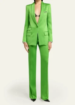 TOM FORDPleated Silk Straight-Leg Trousers