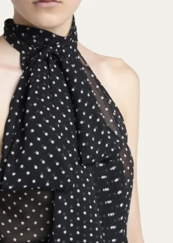 TOM FORDPolka-Dot Chiffon Neck-Tie Sleeveless Blouse
