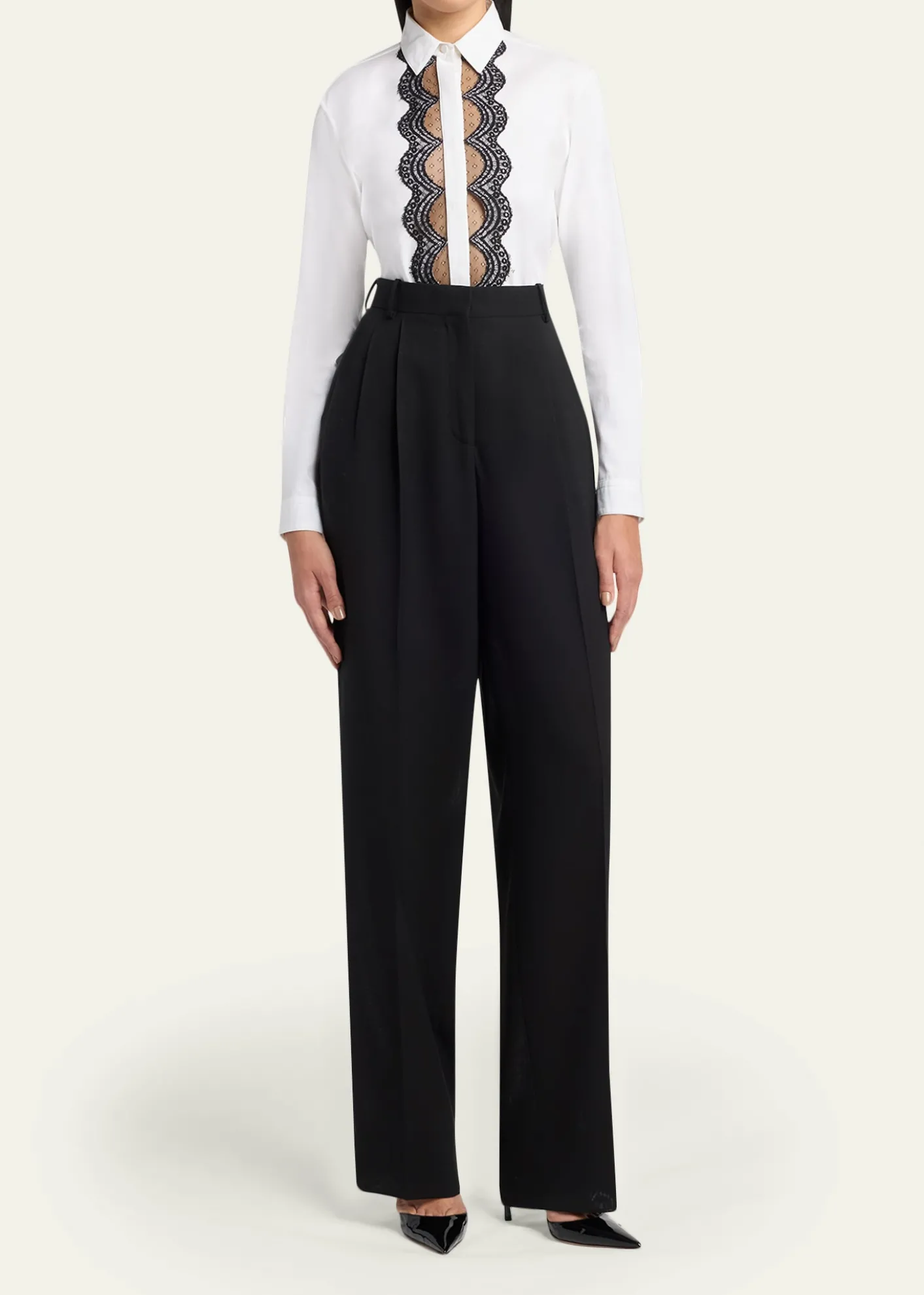 TOM FORDScalloped Lace-Trim Button-Down Shirt