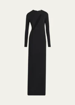 TOM FORDSlash Cutout Long-Sleeve Crepe Jersey Maxi Dress