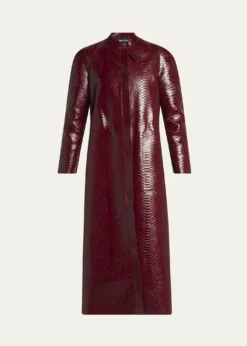 TOM FORDSnake-Embossed Leather Long Coat