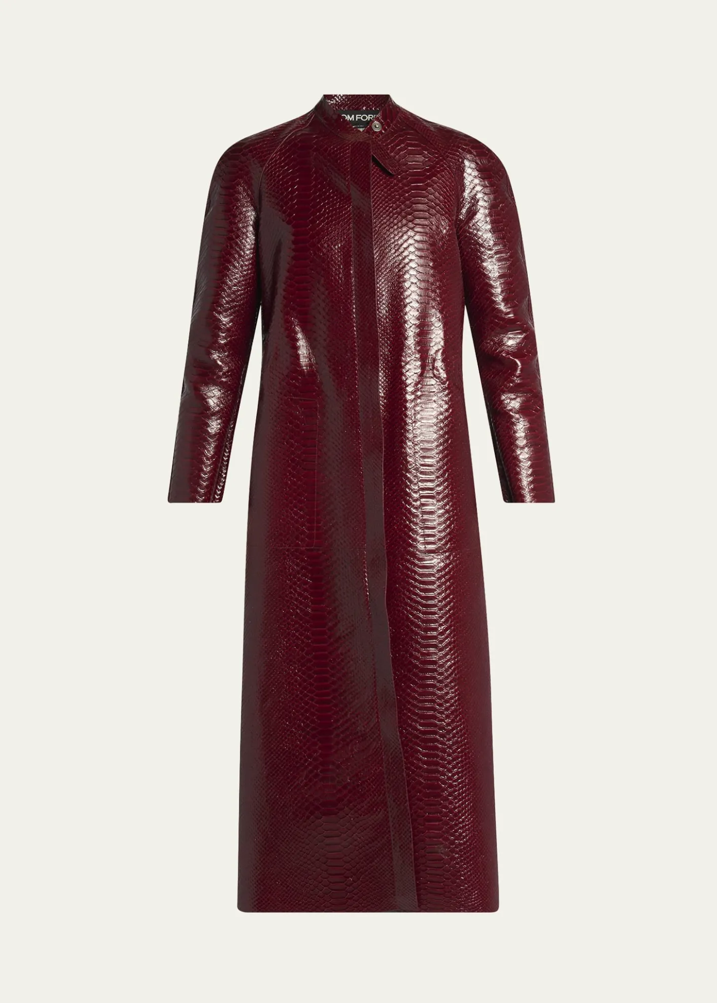 TOM FORDSnake-Embossed Leather Long Coat