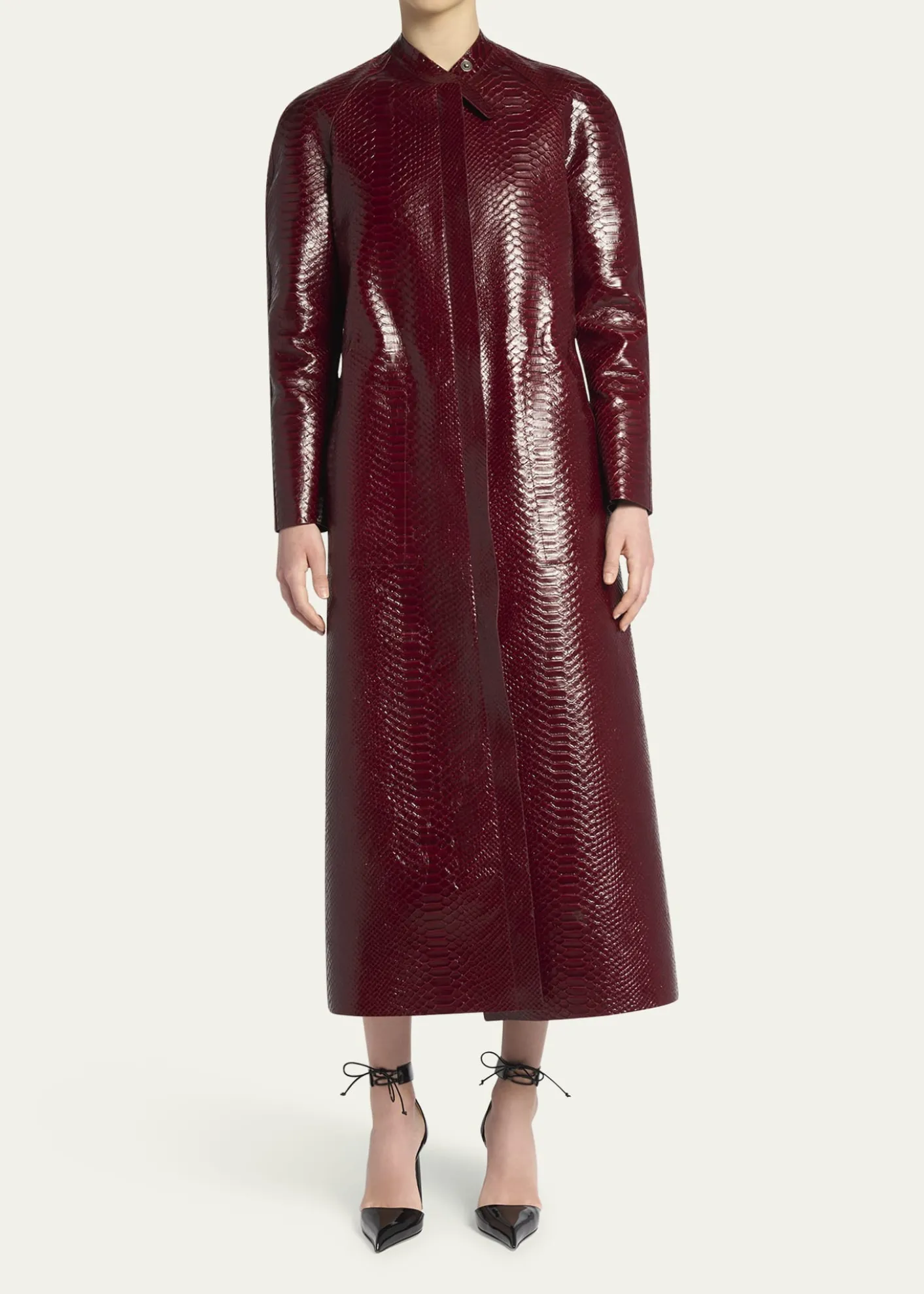 TOM FORDSnake-Embossed Leather Long Coat