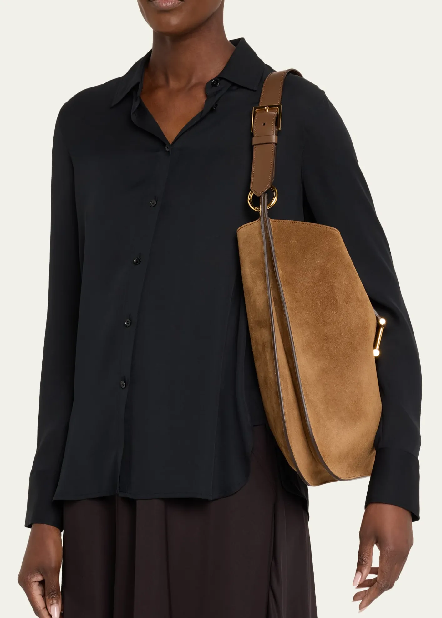 TOM FORDTara Large Crossbody Bag in Suede and Leather