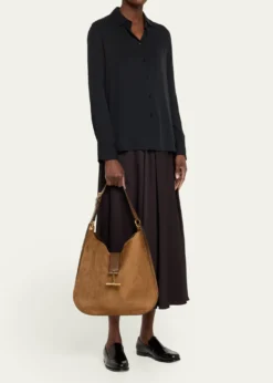 TOM FORDTara Large Crossbody Bag in Suede and Leather