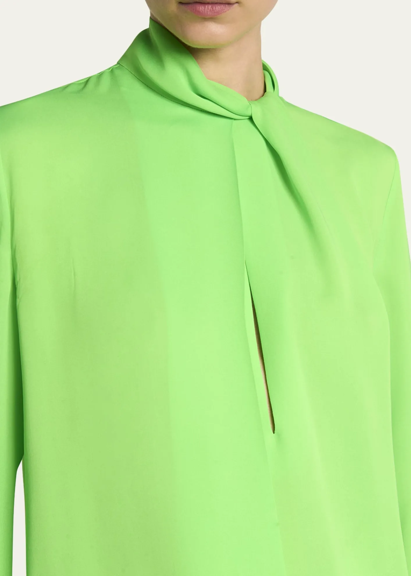TOM FORDTwisted-Neck Silk Long-Sleeve Shirt