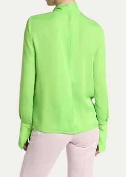 TOM FORDTwisted-Neck Silk Long-Sleeve Shirt