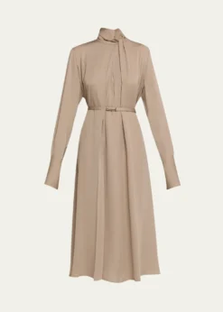 TOM FORDWashed Silk Georgette Belted Midi Dress