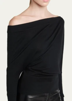 TOM FORDWool-Silk Asymmetric Off-Shoulder Sweater