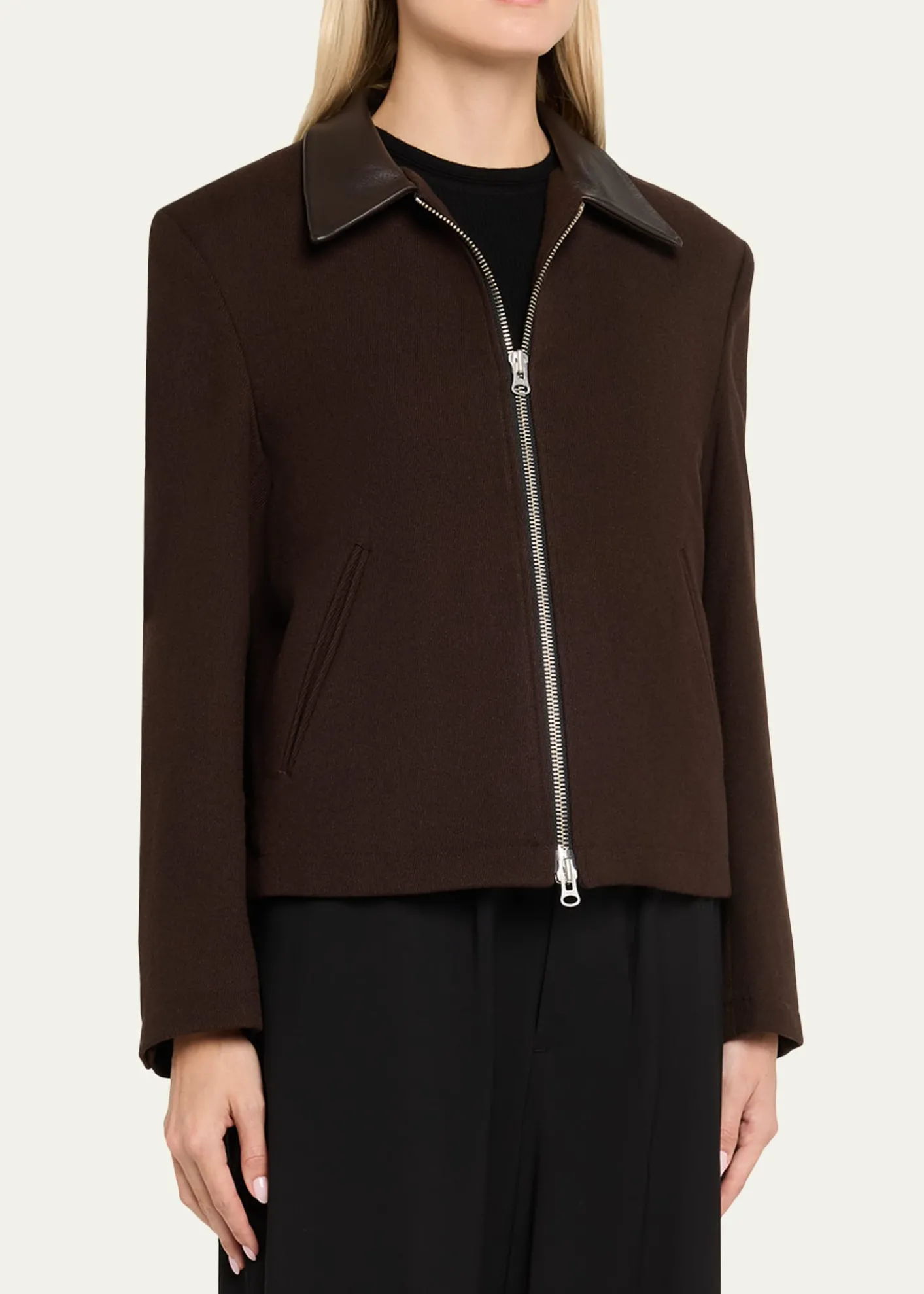 TONYWACKLeather-Trim Wool Jacket