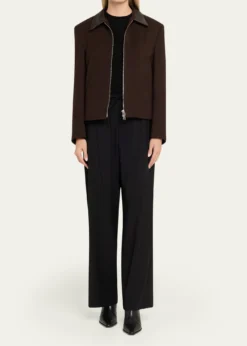 TONYWACKLeather-Trim Wool Jacket