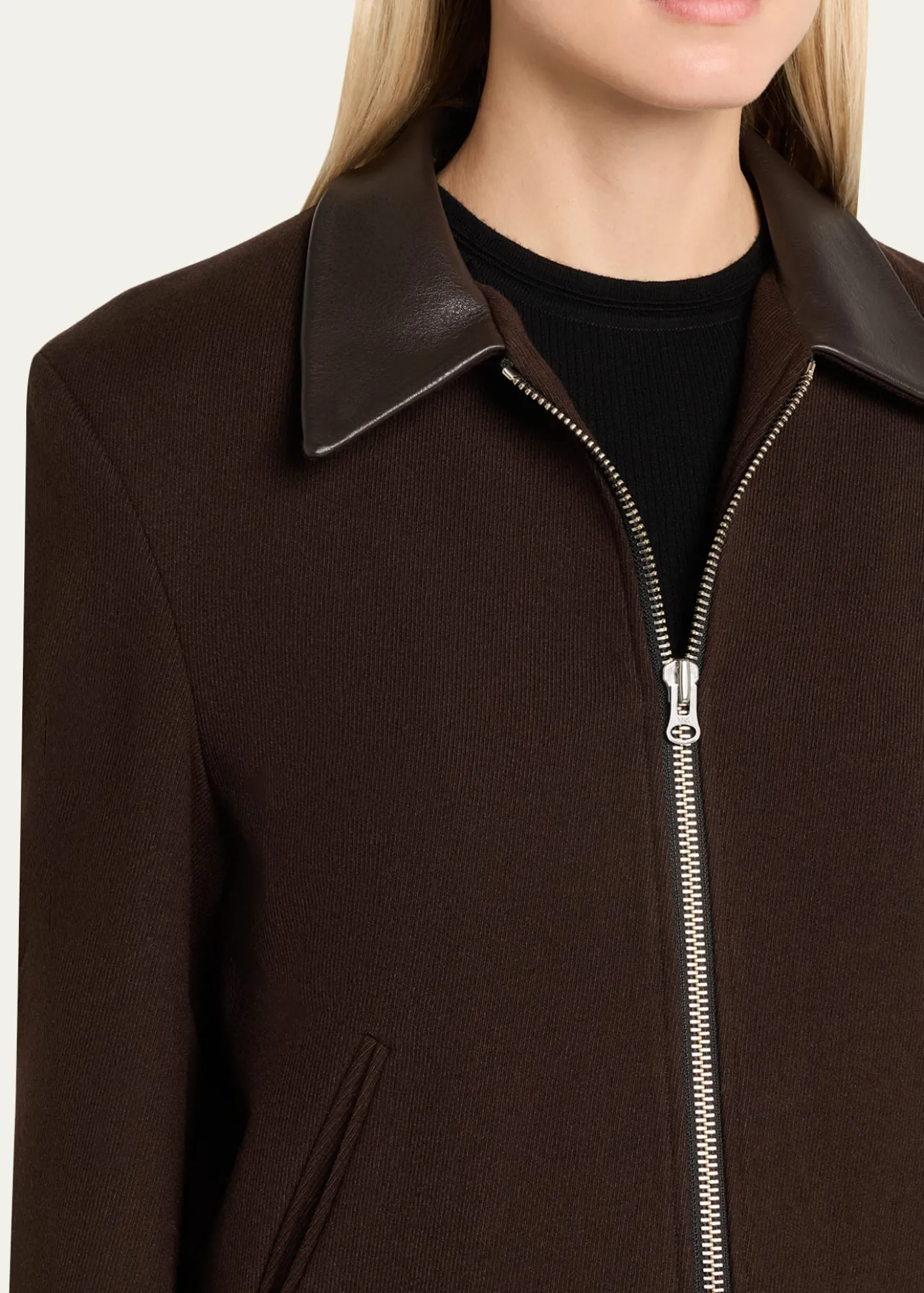 TONYWACKLeather-Trim Wool Jacket