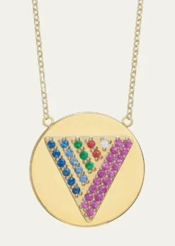 Tracee Nichols14K Gold Love Triangle Rainbow Sapphire Token Necklace