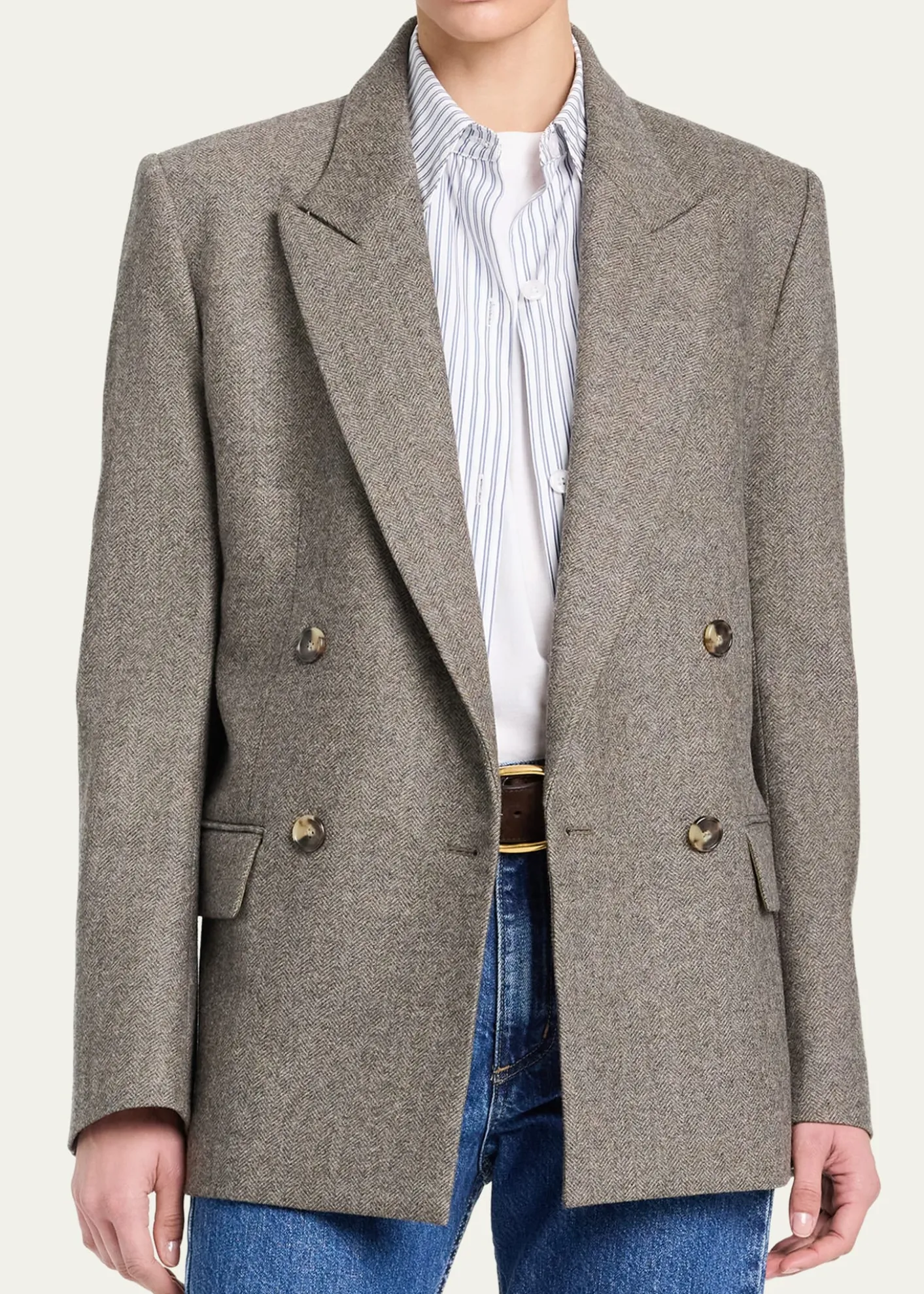 TWPHarper Double-Breasted Herringbone Blazer