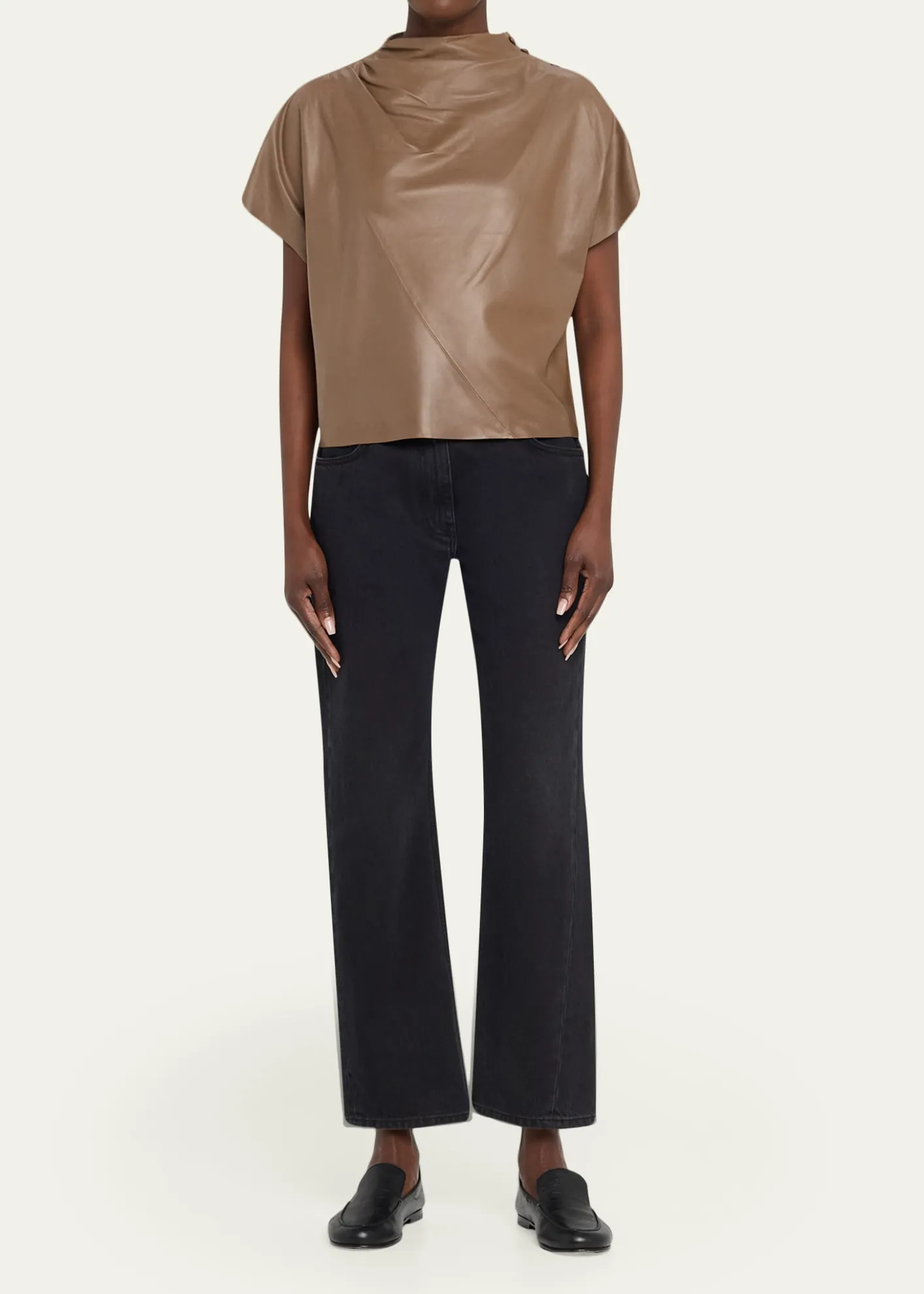 TWPLeather Mock-Neck Tee