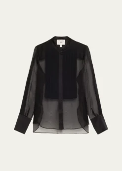TWPPeyton Sheer Tuxedo Button-Front Shirt