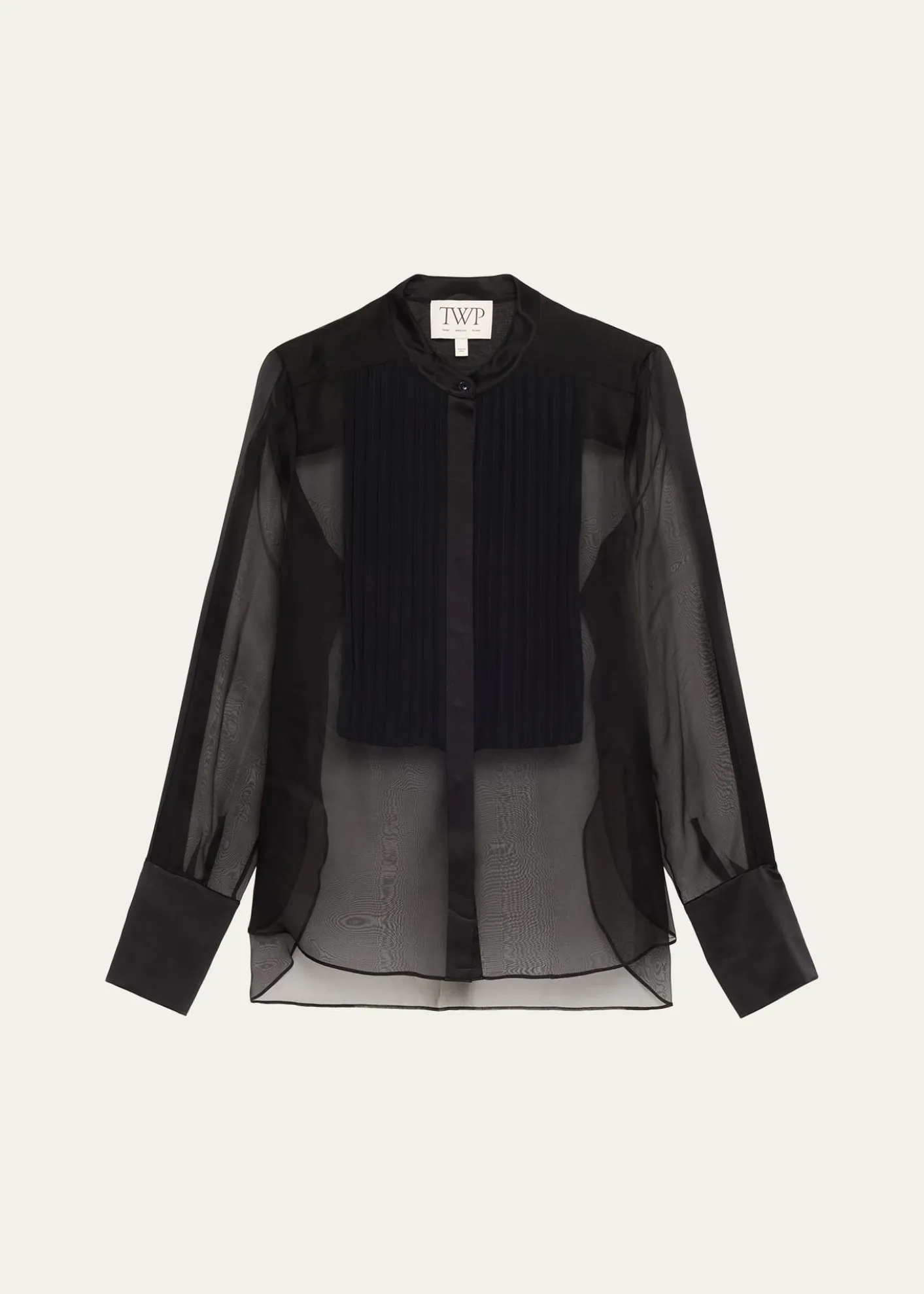 TWPPeyton Sheer Tuxedo Button-Front Shirt