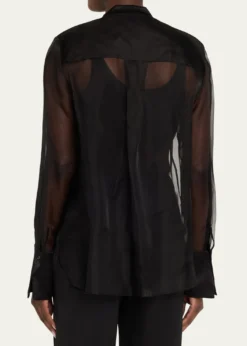 TWPPeyton Sheer Tuxedo Button-Front Shirt