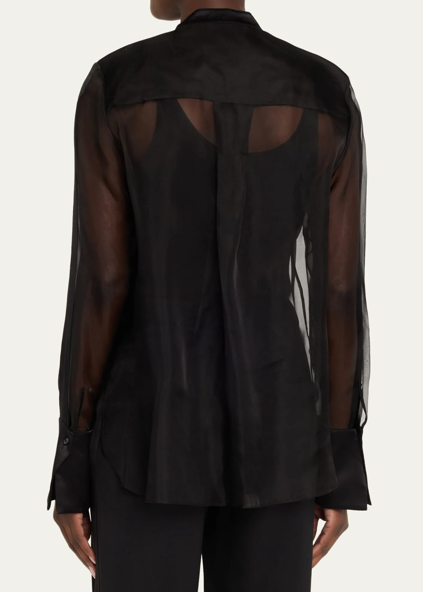 TWPPeyton Sheer Tuxedo Button-Front Shirt