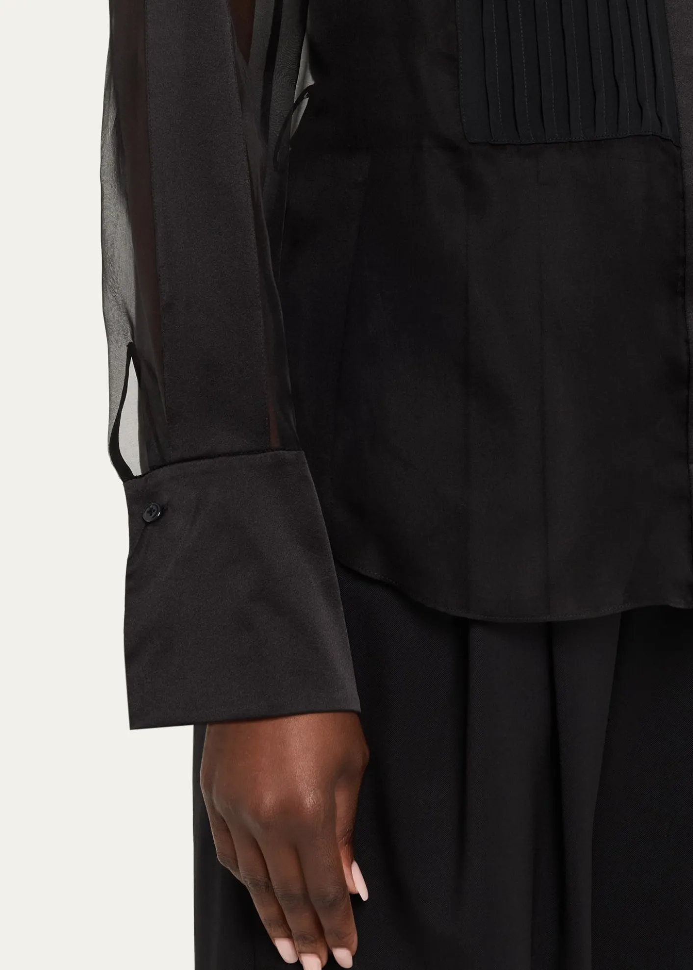 TWPPeyton Sheer Tuxedo Button-Front Shirt