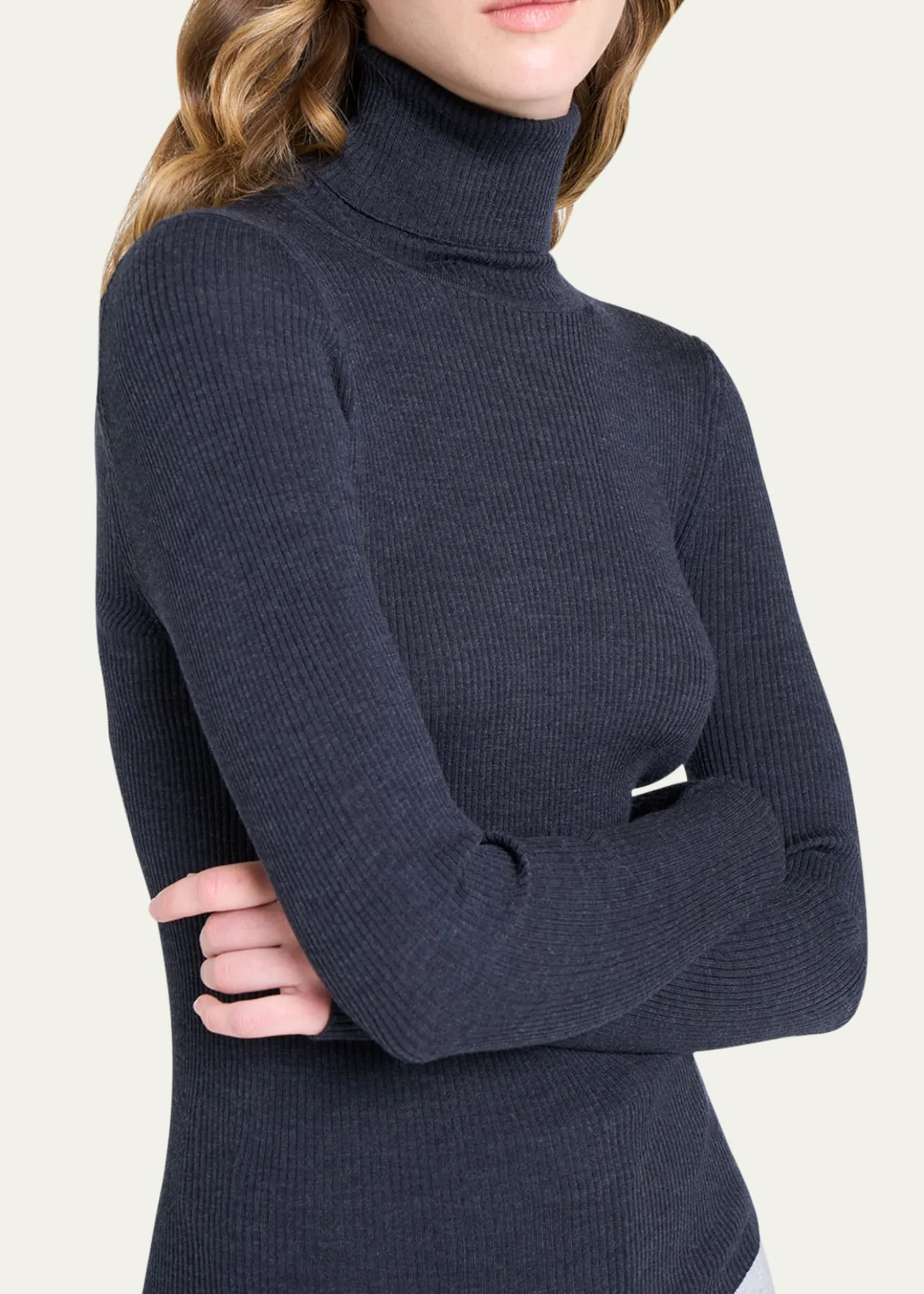 TWPRib-Knit Wool Turtleneck Sweater