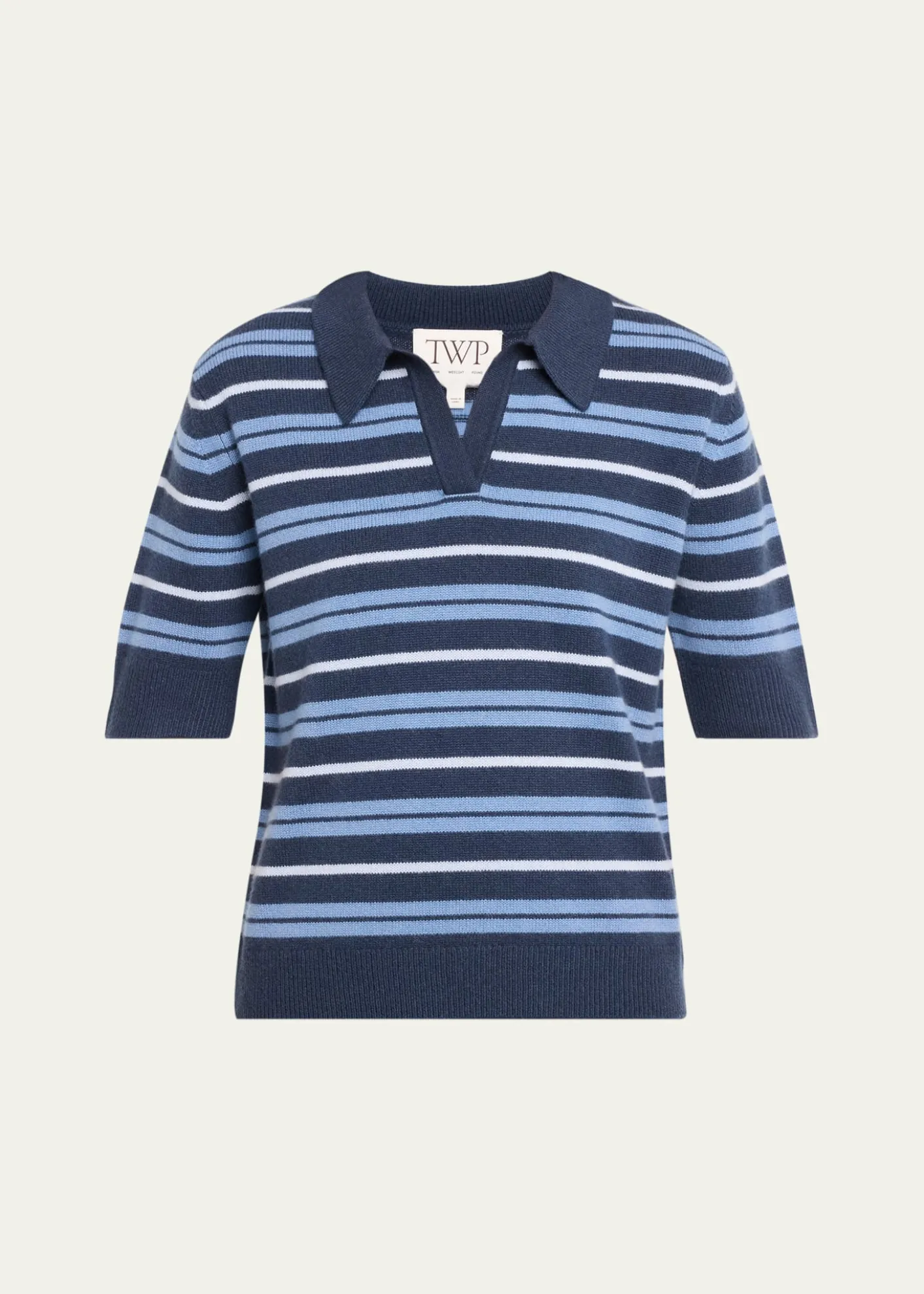 TWPSlightly Oversized Striped Cashmere Polo
