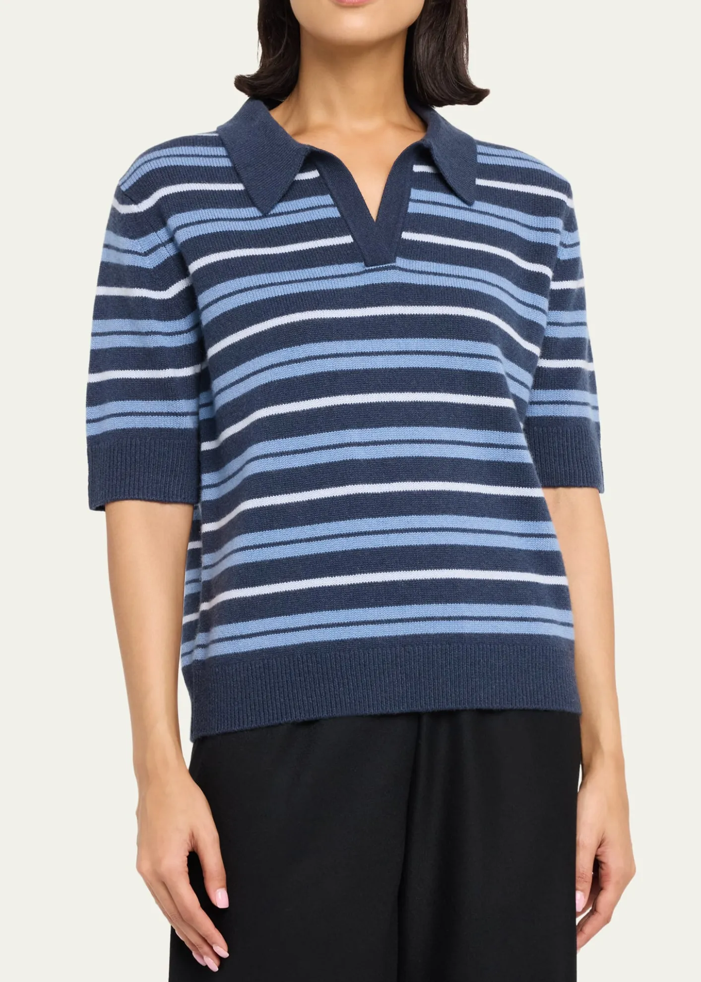 TWPSlightly Oversized Striped Cashmere Polo