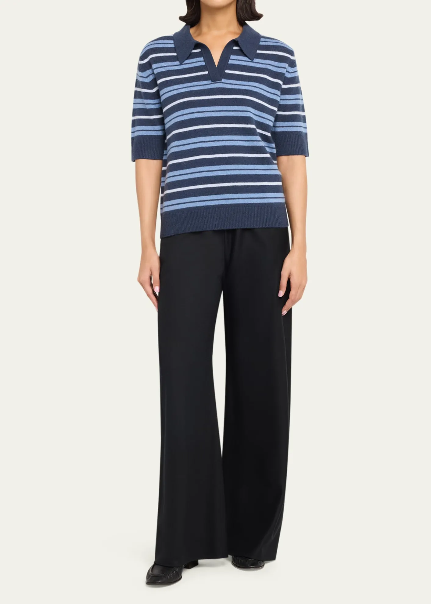 TWPSlightly Oversized Striped Cashmere Polo
