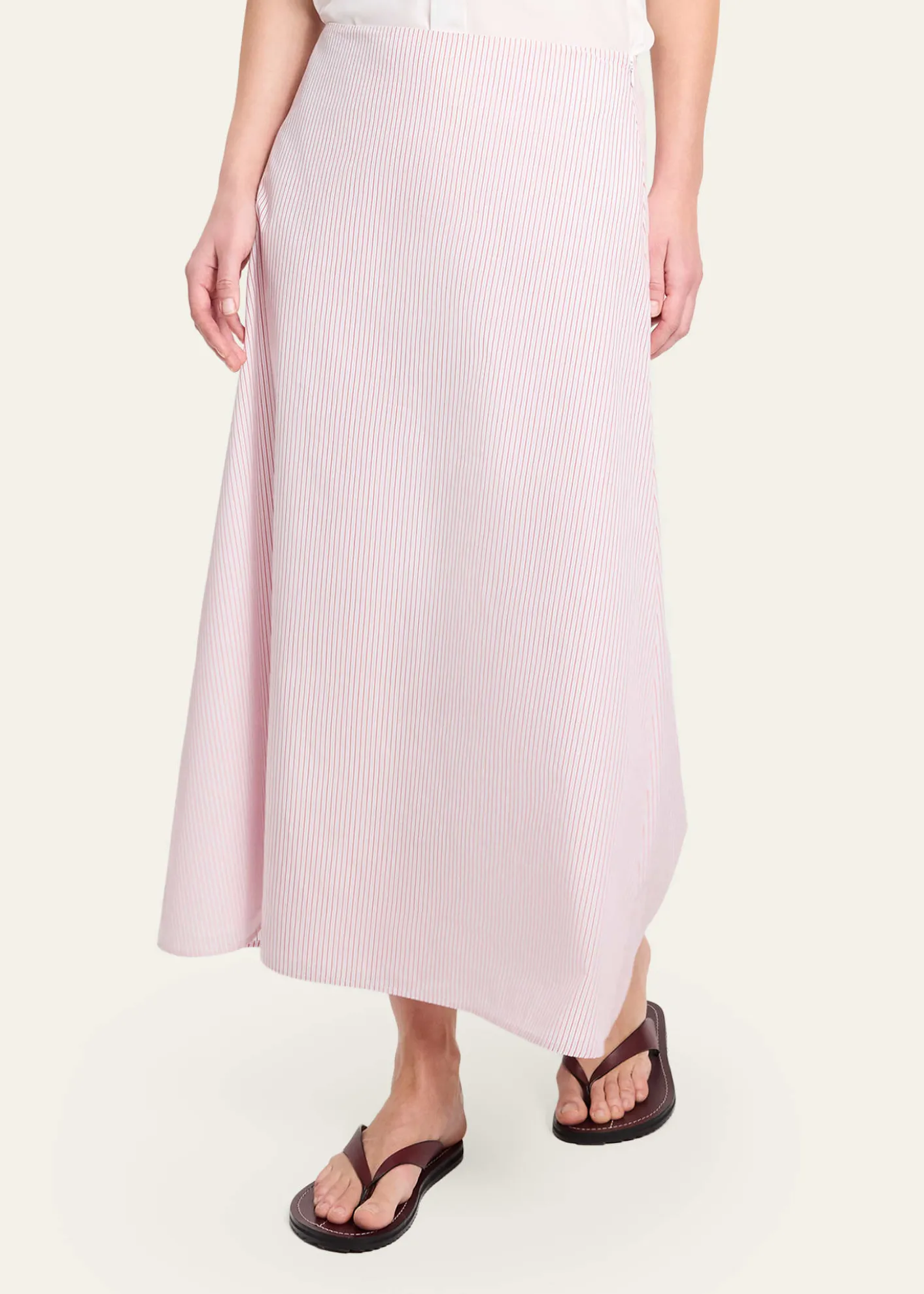 TWPStriped Cotton A-Line Skirt