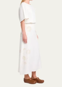 TWPThe A-Line Embroidered Linen Skirt