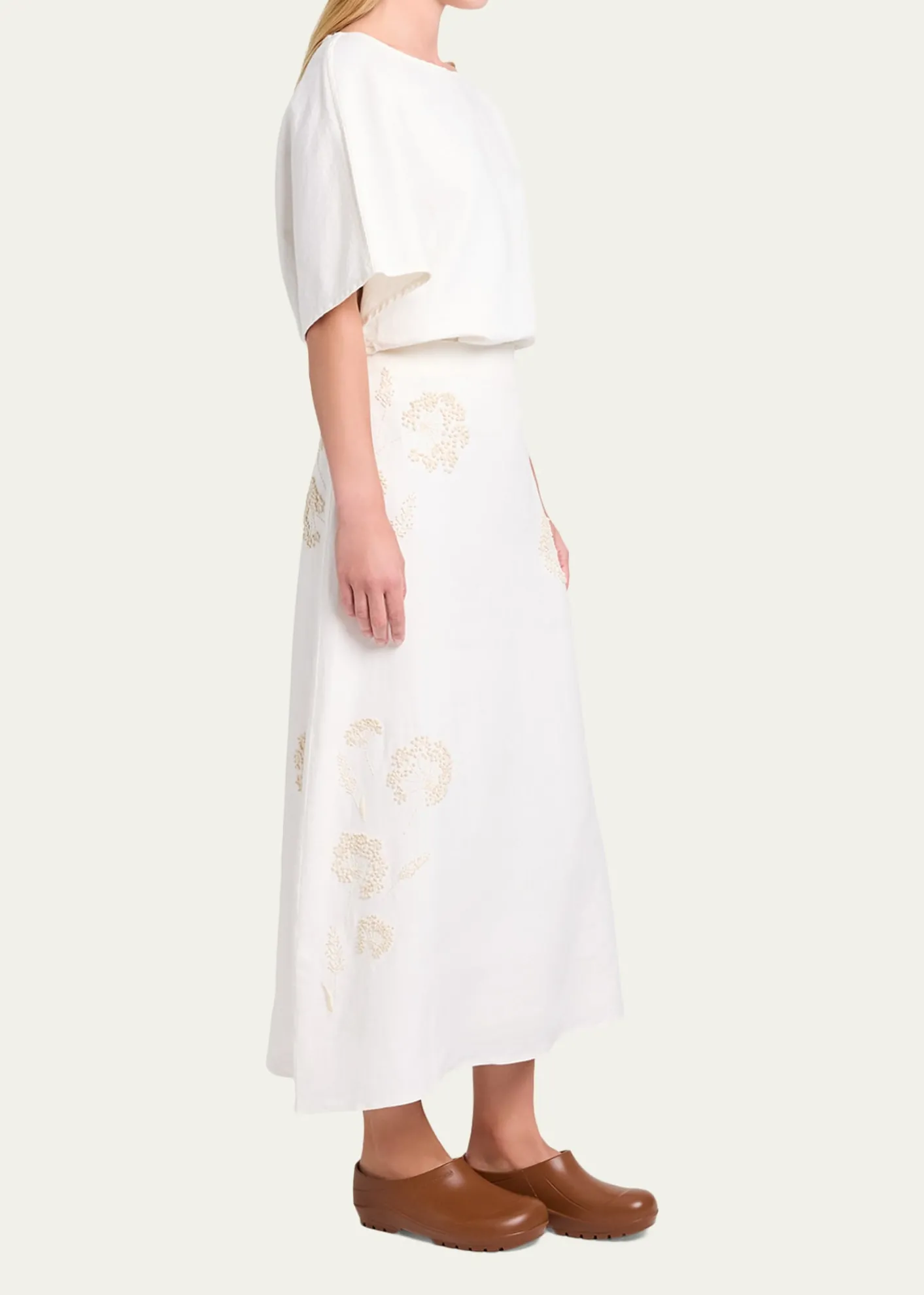 TWPThe A-Line Embroidered Linen Skirt